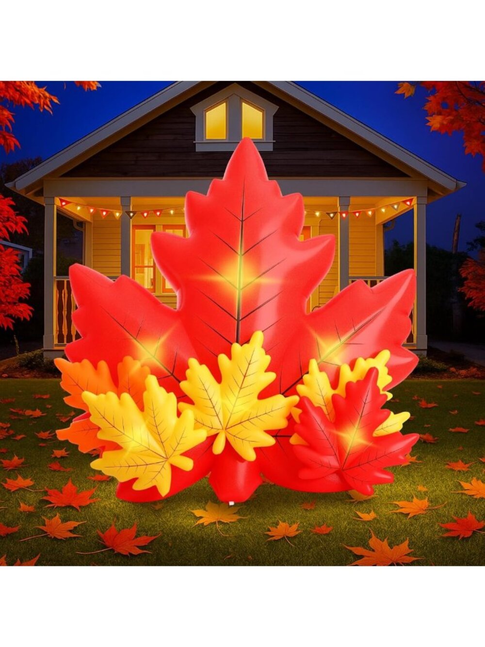 6 Ft Inflatable Maple Leaf with LED Lights - Fall Outdoor Decoration for